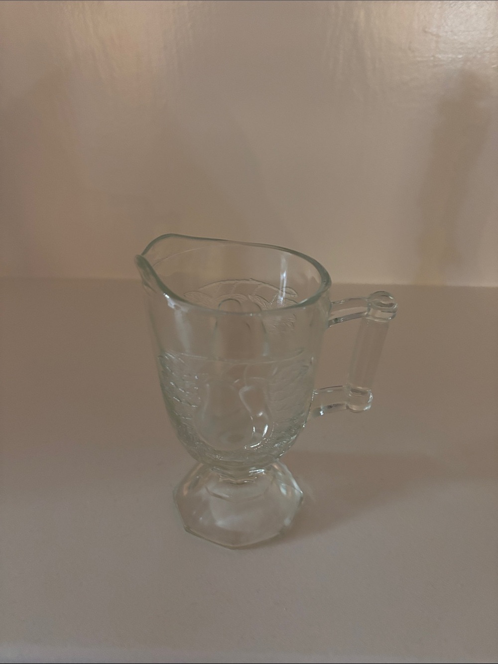 Clear Glass Footed Creamer Pitcher - Light Green Tint
